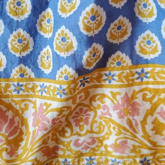 J. Crew Point Sur Blue Yellow Tiered Floral Maxi Dress Peasant Long Boho Altered - Picture 9 of 16